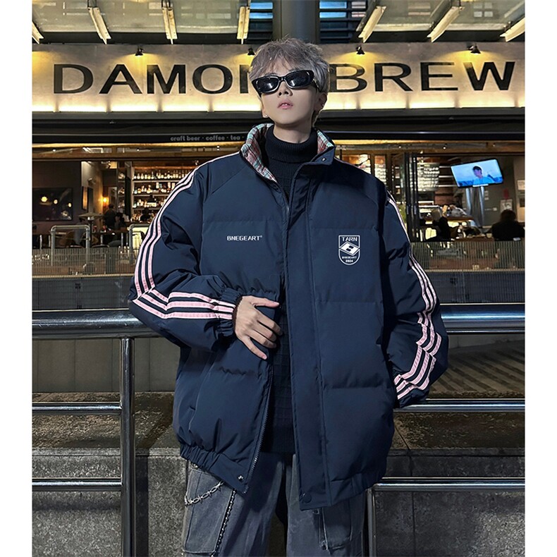 现货假两件格子羽绒棉衣抖音得物二开冬季棉服加厚外套BMY208图片