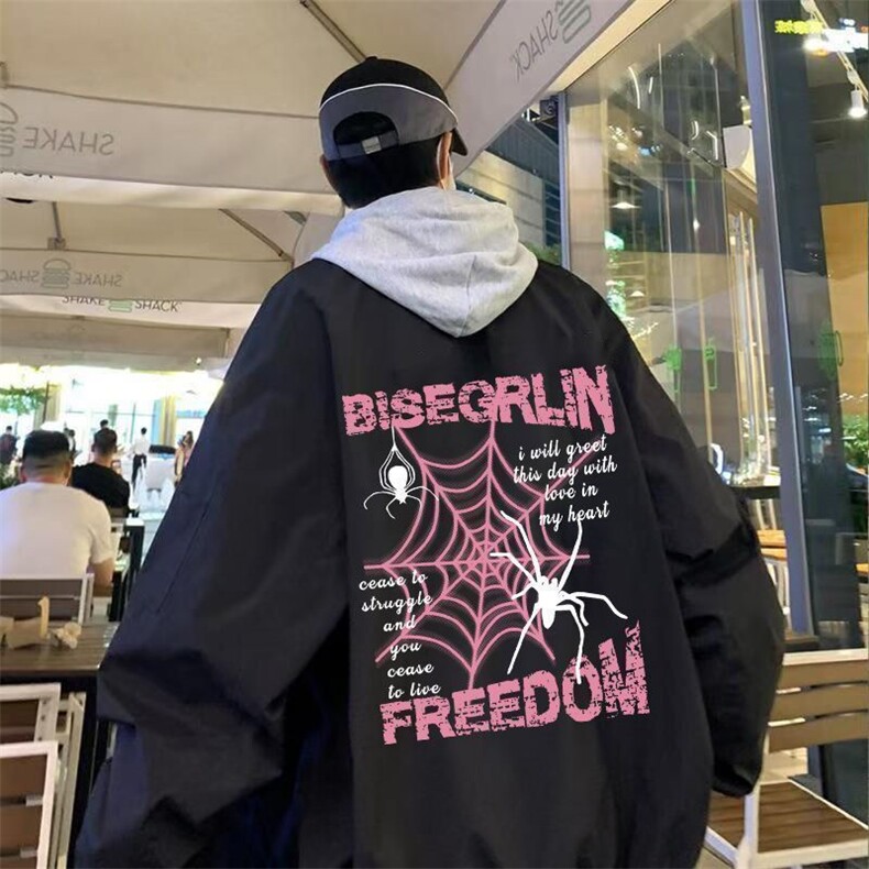 1506-1/JFF8411/P41美式潮牌百搭蜘蛛印花夹克飞行员男款潮牌图片
