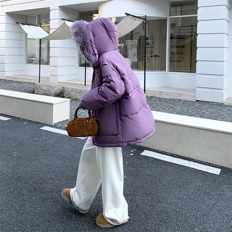 新款已出货大毛领紫色羽绒服2C007-530-P265-K398（50绒）,女装羽绒服,2C007