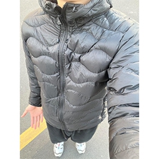 高品PP土司服轻量防风防水90白鸭绒波浪连帽羽绒服男女A1148-P175，男装羽绒服，星座1505
