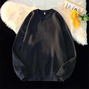 S8009/P35秋装新款现货毛毯平铺个性提花宽松卫衣男上衣T恤外套男