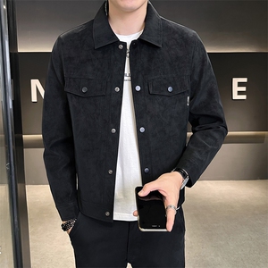 秋季2025新款夹克男翻领潮牌麂皮男装外套上衣服A313-PY58-P145