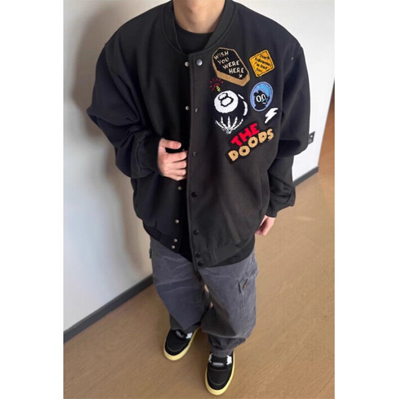 美式趣味字母刺绣夹克外套男女宽松休闲嘻哈棉衣J3996，男装夹克，星座1116A（原606A-3）