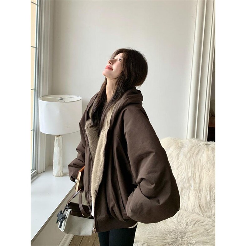 两面穿现货重磅短款座山雕棉衣男女双面穿毛毛绒棉服加厚外套,男装棉衣,电商A486