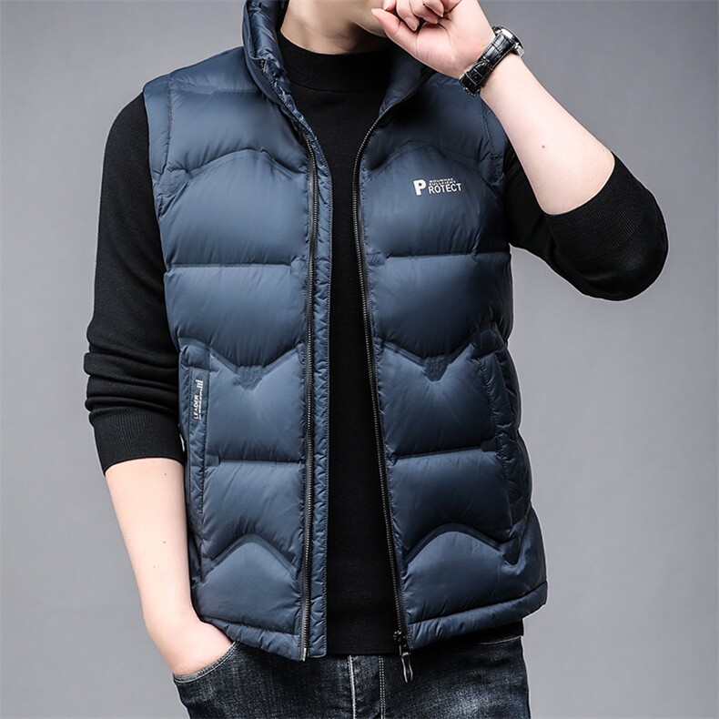 B8012白鸭绒90绒时尚休闲简约冬季厚款中年男士羽绒服马甲,男装羽绒服,钱塘207-3