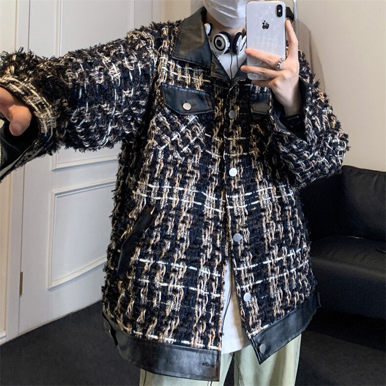 ！抖音直播小香风拼接夹克衫外套CP27-P100,男装夹克,电商B371