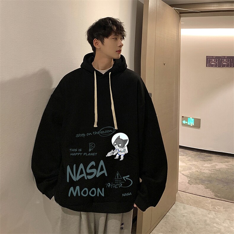 NASA联名同款纯棉连帽卫衣男大码运动帽衫宽松薄WY2187-P35,男装卫衣,电商A040