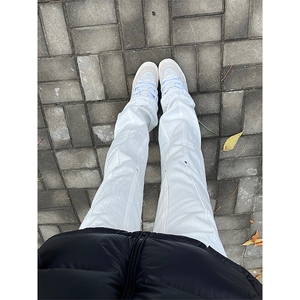 自家图，图白色牛仔裤男秋冬微喇叭cleanfit裤子KZA37-P55图片