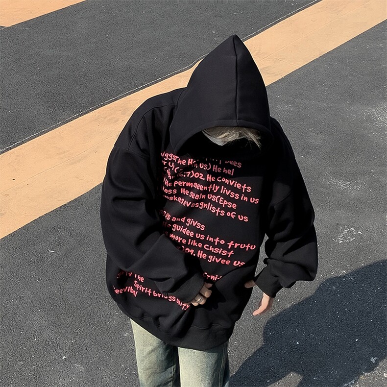 美式高街潮牌连帽卫衣男秋季oversize潮流宽松情侣外套W7944-P48,男装卫衣,星座512-4