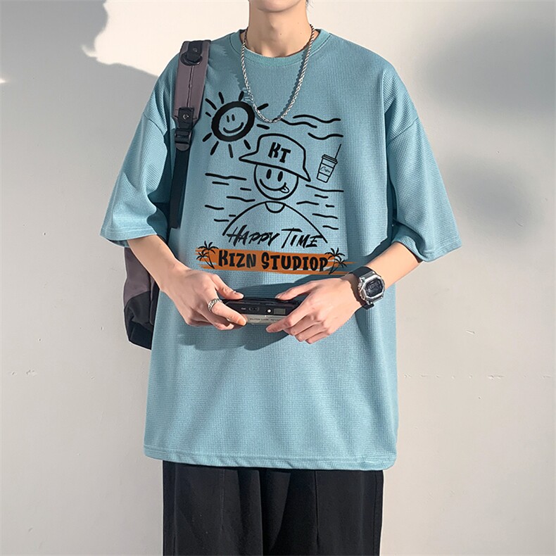EQ213230克华夫格夏季短袖T恤男卡通印花潮流ins港风大码男装,男装T恤,电商C306-1