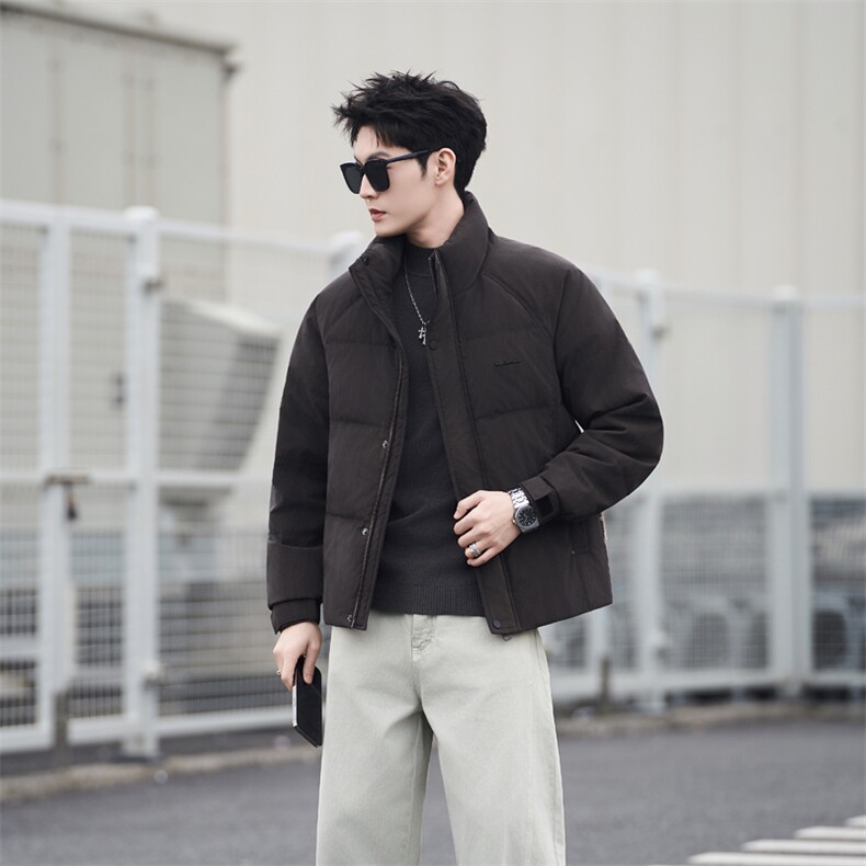 7729-L-4XL-P215-标50绒社会小伙男士休闲立领纯色百搭羽绒服，男装羽绒服，电商B255