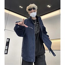 26春装高品质老钱风立领夹克外套男女美式潮牌拉链工装风宽松上衣，男装夹克，电商A486