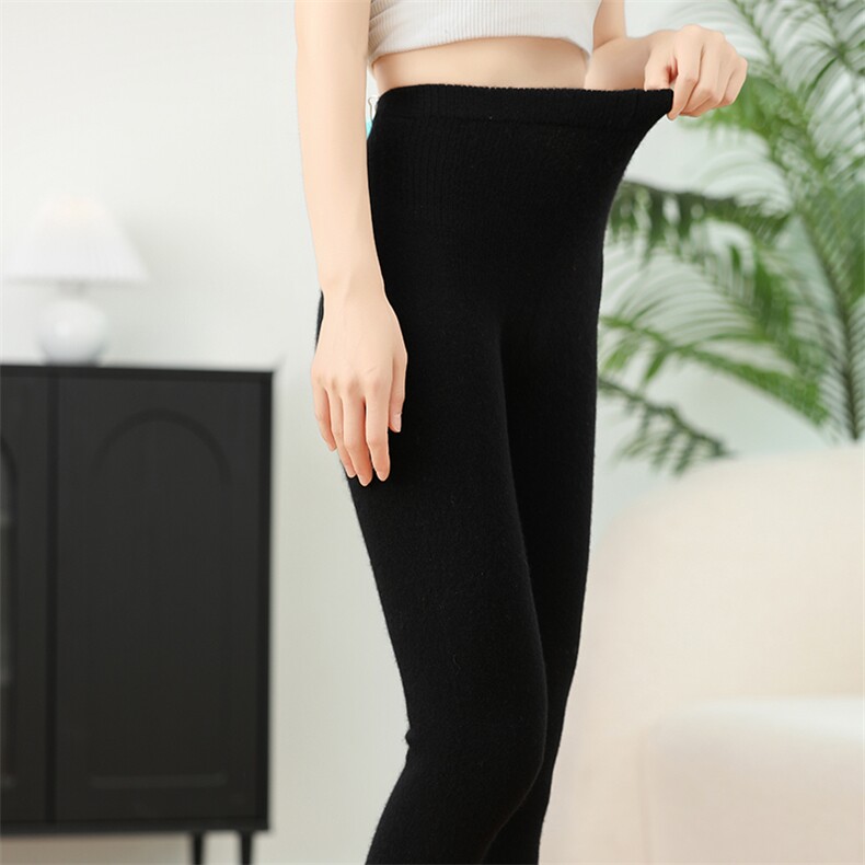 女士纯山秋冬季四平加厚裤外穿打底裤内穿保暖裤，女装打底裤，飞艺羊绒