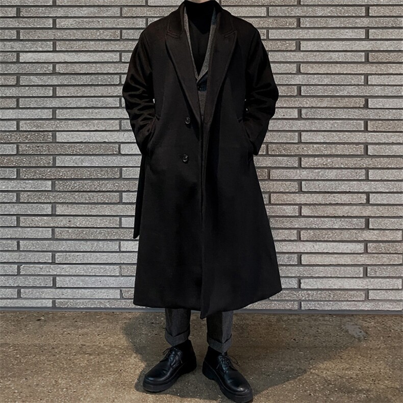 抖音高品质韩版休闲毛呢大衣中长款过膝风衣外套A430-DY21P110，男装风衣，电商A430（原星座702）