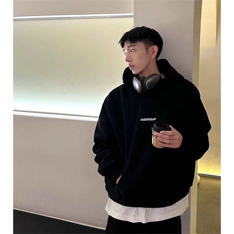 抖音得物高品质印花连帽卫衣秋冬装美式宽松连帽纯色卫衣ADL117,男装卫衣,电商A443