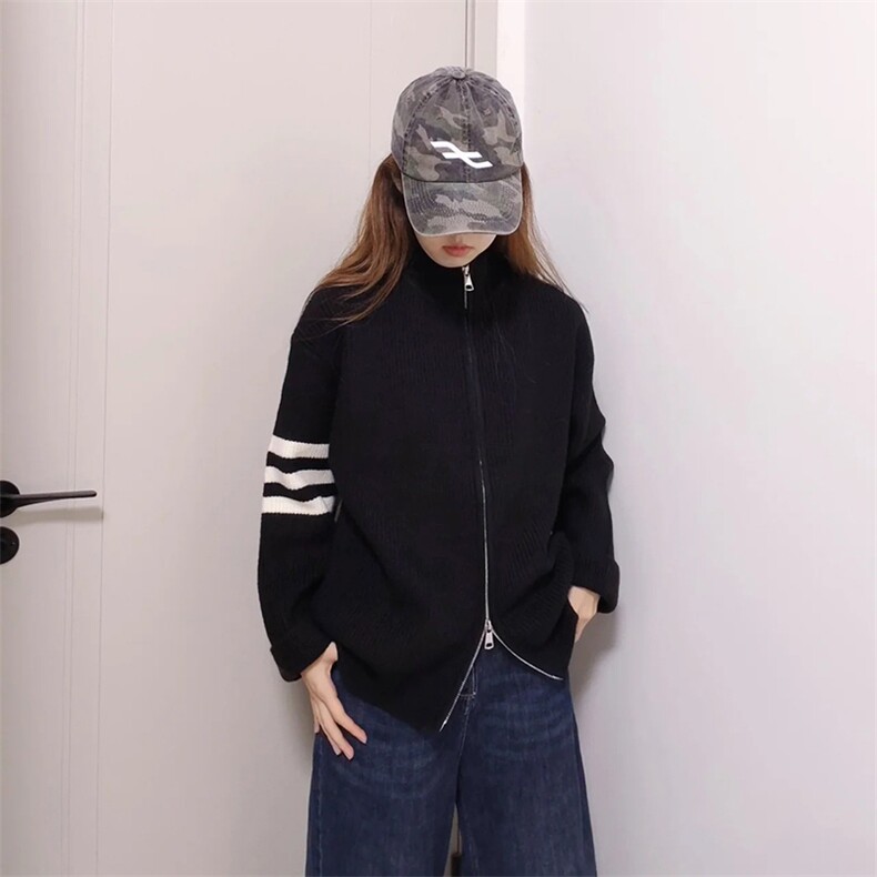 重磅秋冬北极绒开衫毛衣美式复古休闲慵懒风男女立领针织衫外套,男装针织衫/毛衣,电商A443