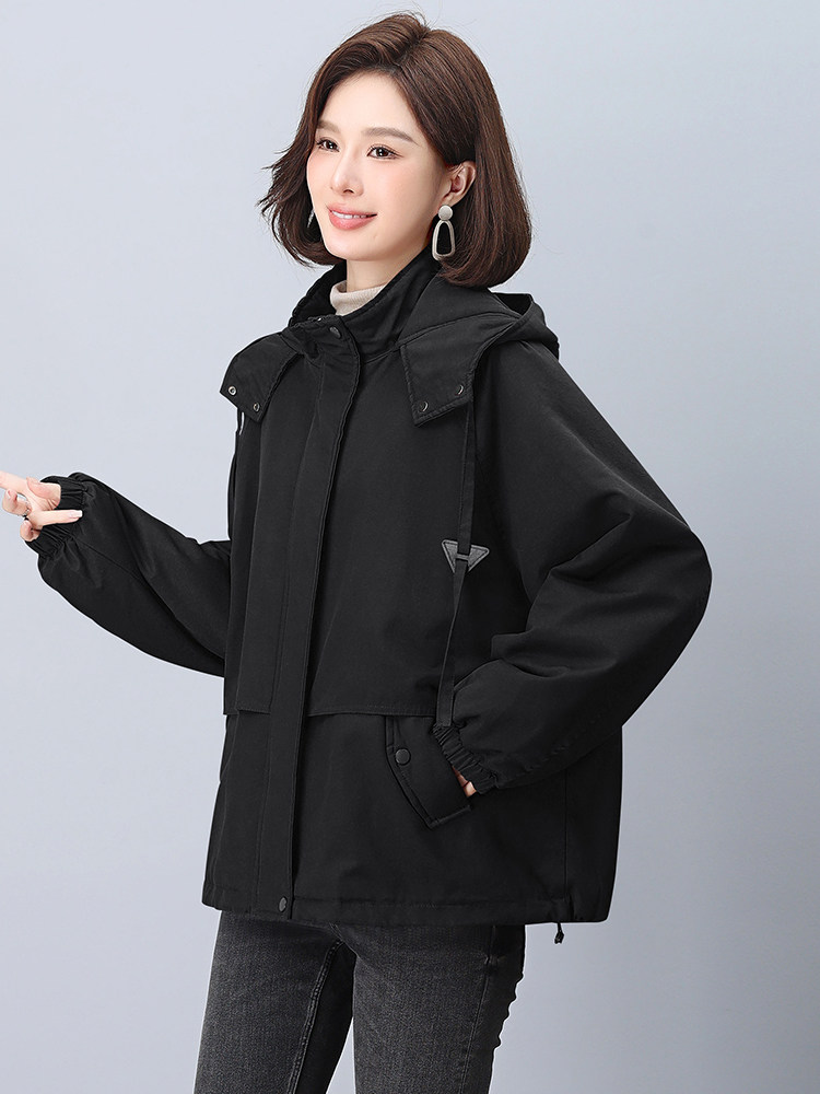 加绒派克服女2024冬季新款宽松大码中年休闲加厚保暖棉衣外套,女装派克服,忆绮罗