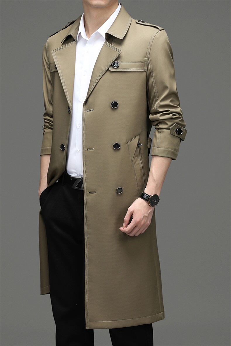 XL-KF2168男士2023年秋新款长袖外套休闲翻领青年中长款风衣P170,男装风衣,电商B360