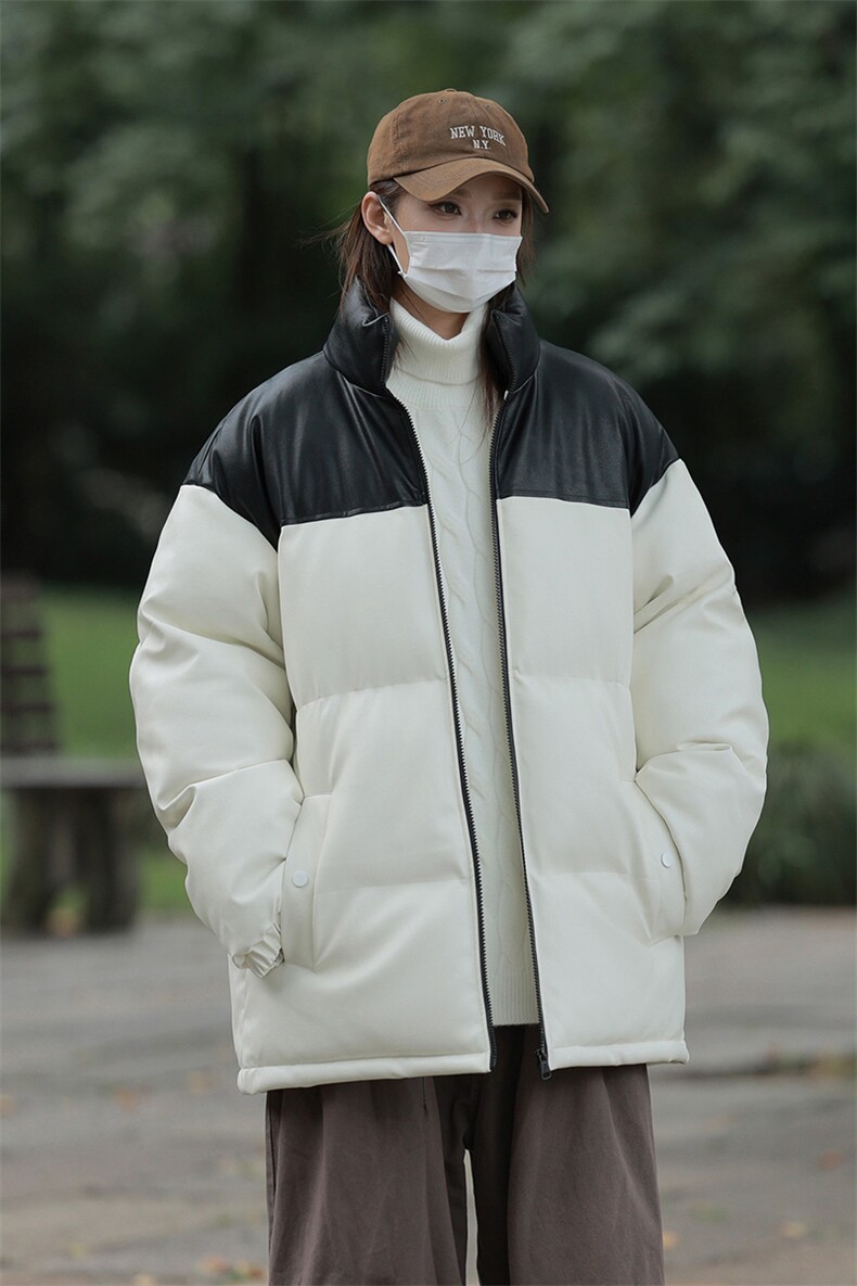 港风潮牌新款亮皮防水立领棉服潮流保暖棉衣M083-P100控139,男装棉衣,星座717