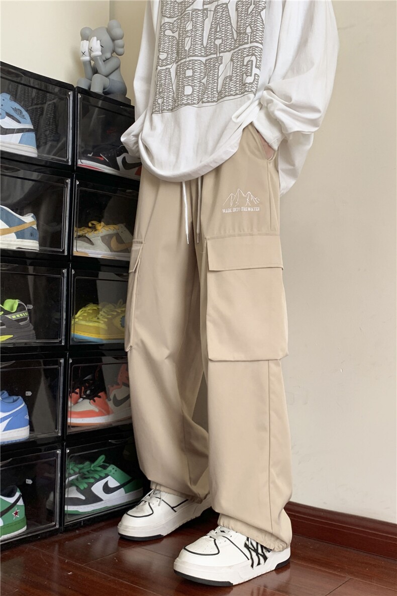 2023秋季新款日系工装裤口袋裤脚抽绳休闲裤B315-K23399-p45控58,男装休闲裤,电商B315