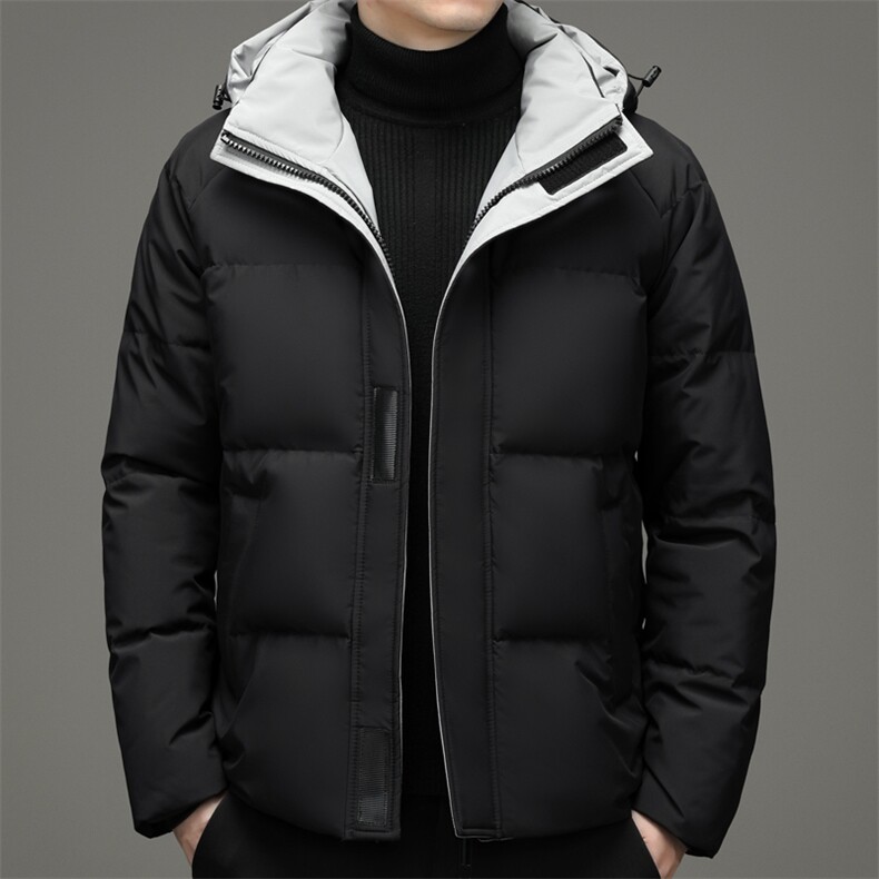 2023冬季新款羽绒服男可脱卸帽纯色休闲90白鸭绒外套HB9902-P260，男装羽绒服，电商B212（原钱塘6029）