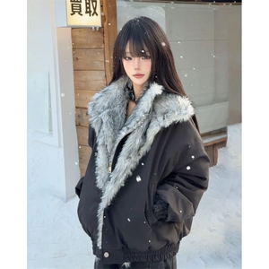 网图 25双重翻领毛领座山雕夹克外套男女加厚棉服外套mj1116-p138图片
