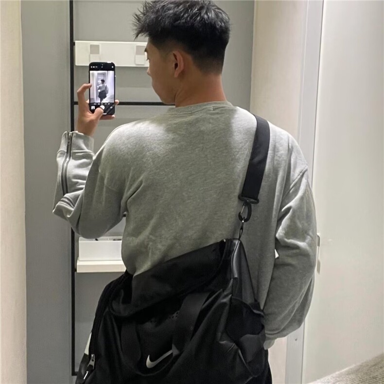 GW16-P38美式双拉链拼接卫衣男灰色高街休闲圆领廓形落肩袖重磅,男装T恤,电商B323A