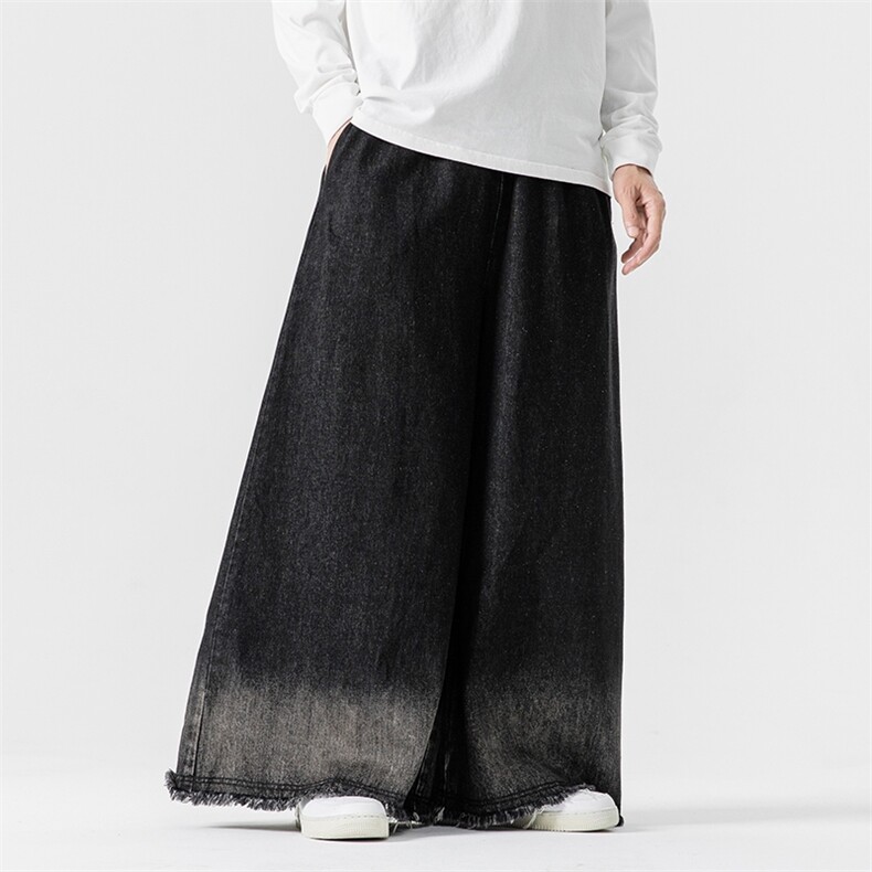 秋冬新款大码日系超宽阔腿裤牛仔裤山本风拖地休闲裤潮H813/P65,男装休闲裤,钱塘713
