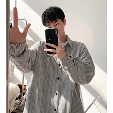 衬衫男春季新款港风宽松大码雪尼尔长袖衬衣CS7008-P39，男装衬衫，星座214-3