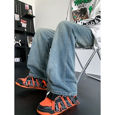 牛仔裤女新款百搭垂感复古直筒拖地裤子N01539-P43，男装牛仔裤，星座308B-2