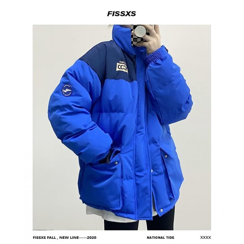 网络图现货潮牌保暖港风拼接撞色立领休闲面包服棉袄J575-P70,男装棉衣,星座715-7