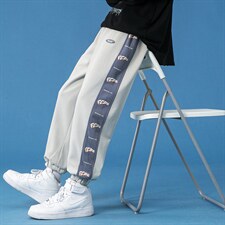 蓝底2024秋冬新款撞色串标束脚运动休闲潮牌裤子2120-45控69图片