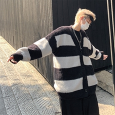 条纹毛衣日系慵懒复古男士针织衫秋冬季新款外套高级感线衣服，男装针织衫/毛衣，星座716-2
