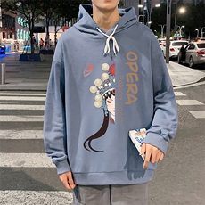 WY2161-P35加绒款-P40纯棉连帽卫衣男大码运动帽衫宽松薄外套男，男装卫衣，电商A040