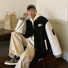 撞色贴布新潮设计时尚棒球服宽松经典款宽松外套HY202P108控138，女装短外套，电商A102B