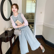 休闲风时尚套装韩版气质大码秋季裤子阔腿裤女装减龄春秋显瘦气质，女装套装/套裙，2C239