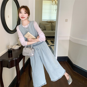 休闲风时尚套装韩版气质大码秋季裤子阔腿裤女装减龄春秋显瘦气质图片