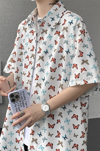 8XL-M花衬衫男短袖夏季薄款冰丝半袖宽松大码休闲外套DC28008P38图片