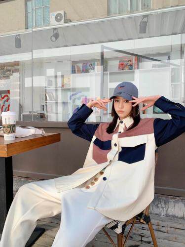 拼接衬衣，女装，YOUER DENG