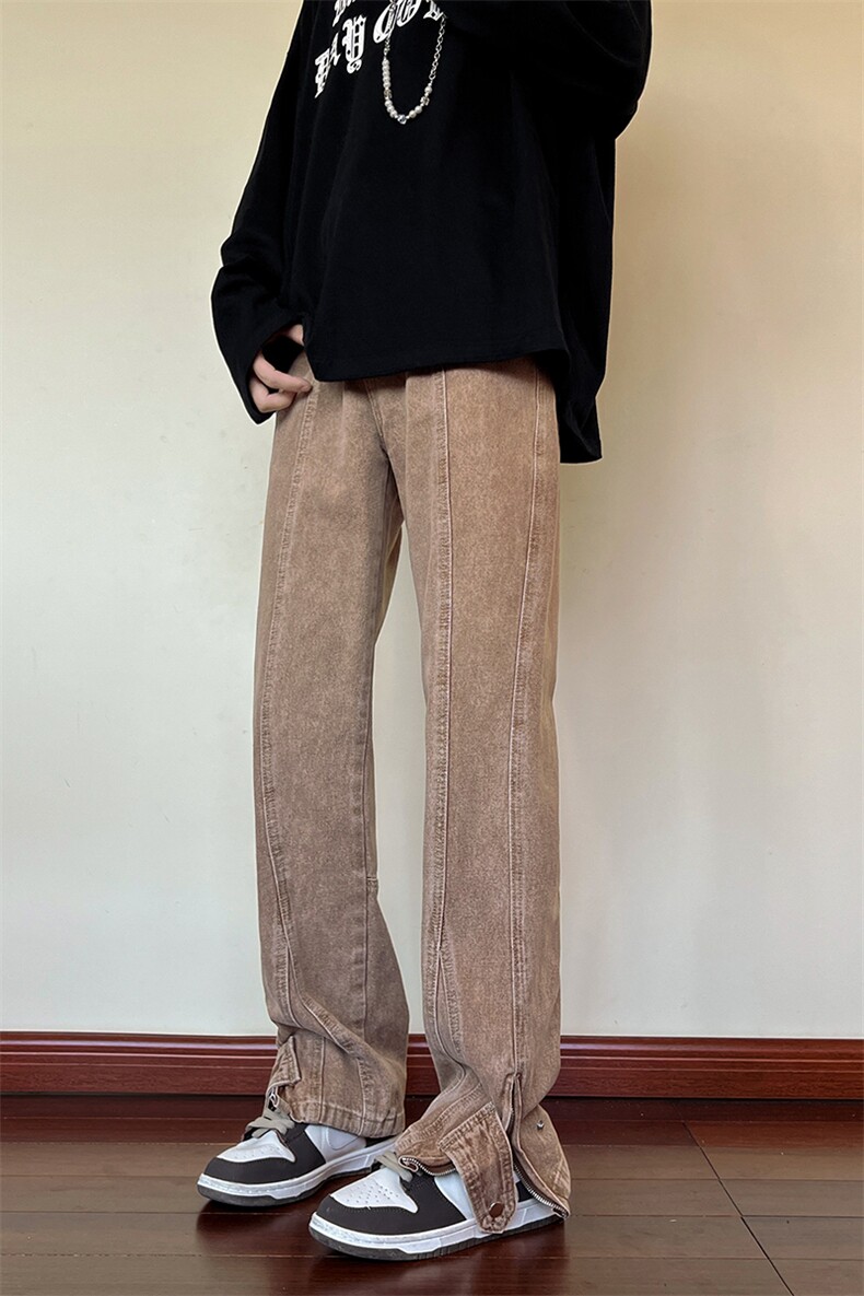 秋冬美式高街棕色加绒加厚牛仔裤货号K658P60控78（加绒P75控98）,男装牛仔裤,电商A063