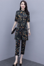2021夏装新款时尚潮流百搭大码两件套套装印花套裤，女装套装/套裙，尚洛菲