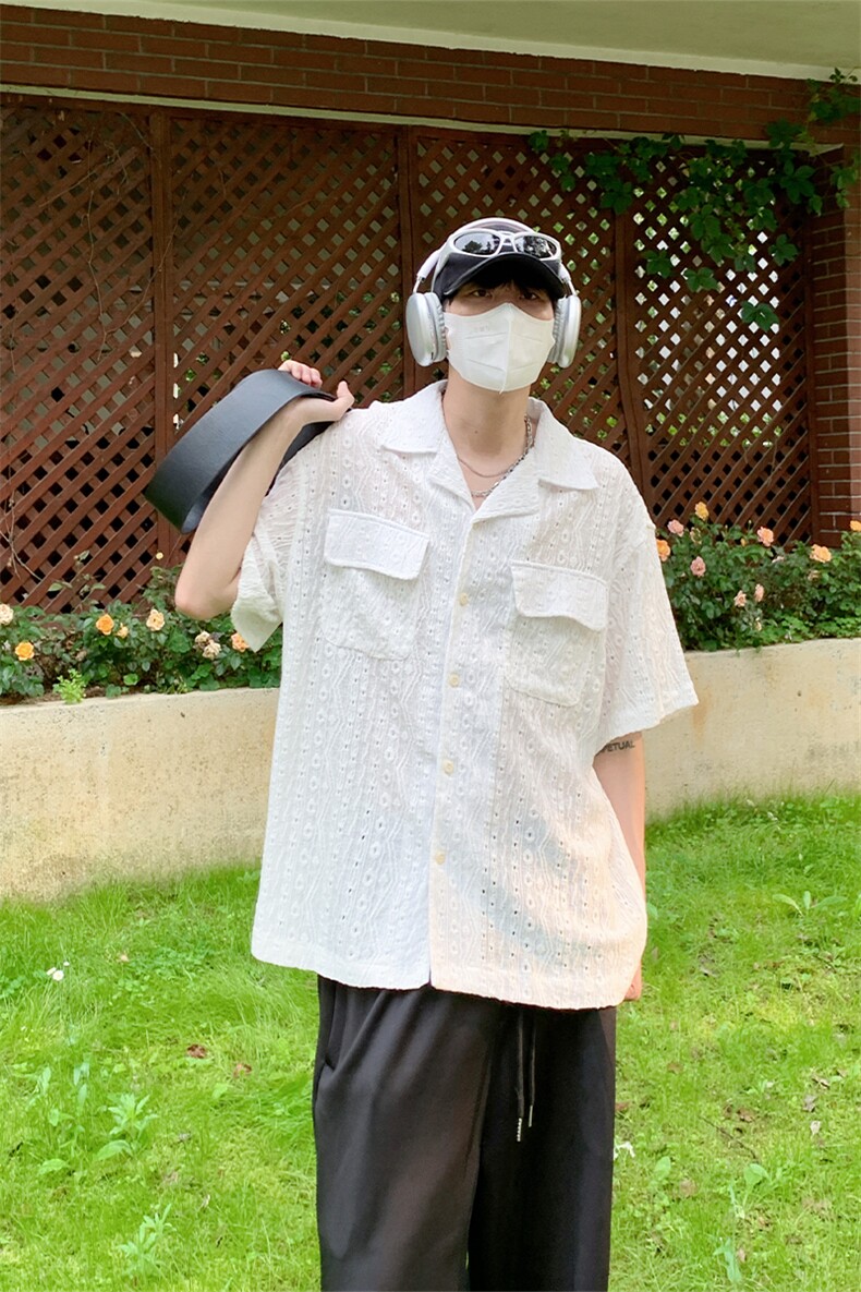 特P40无差价夏季新款潮流设计休闲短袖衬衫-HC2279港风,男装衬衫,电商A003