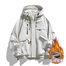 AJ136-P98冬季加绒加厚连帽冲锋衣防风防水插色拼接棉衣外套，男装棉衣，星座109