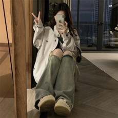 潮牌纽扣翻领工装夹克男女春季宽松百搭拉链外套C766-105，男装夹克，星座911-2(原星座613-2）