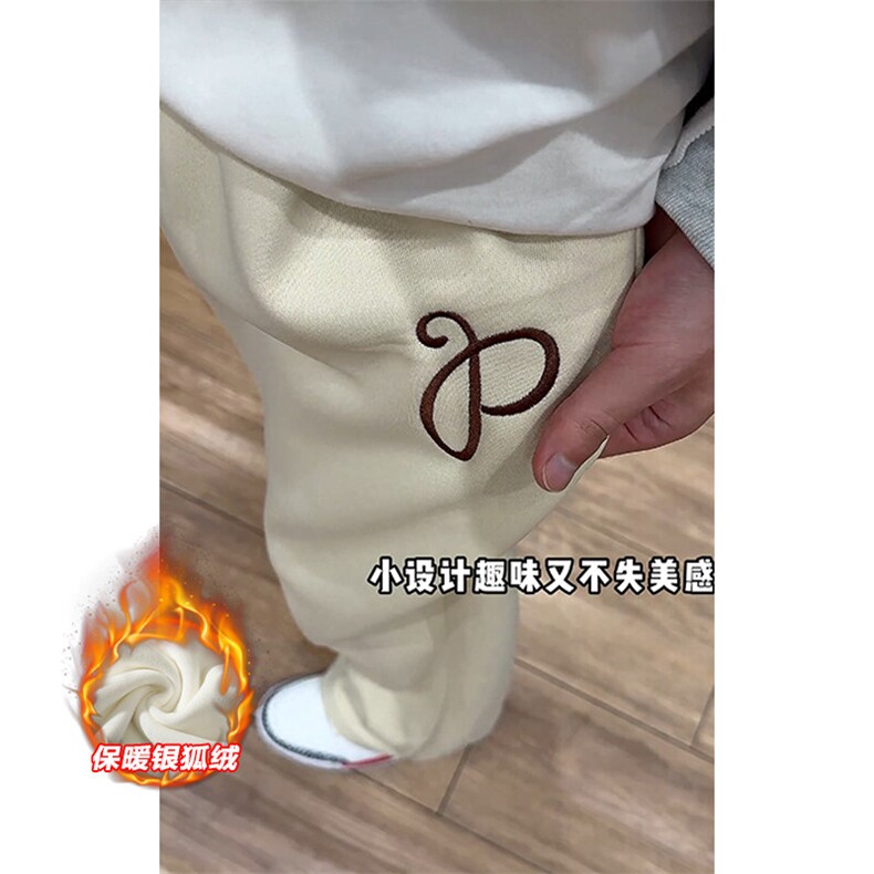 薄款改加绒特批P35无差价冬抖音刺绣加厚拖地裤男K1958J加绒,男装休闲裤,电商A001-1