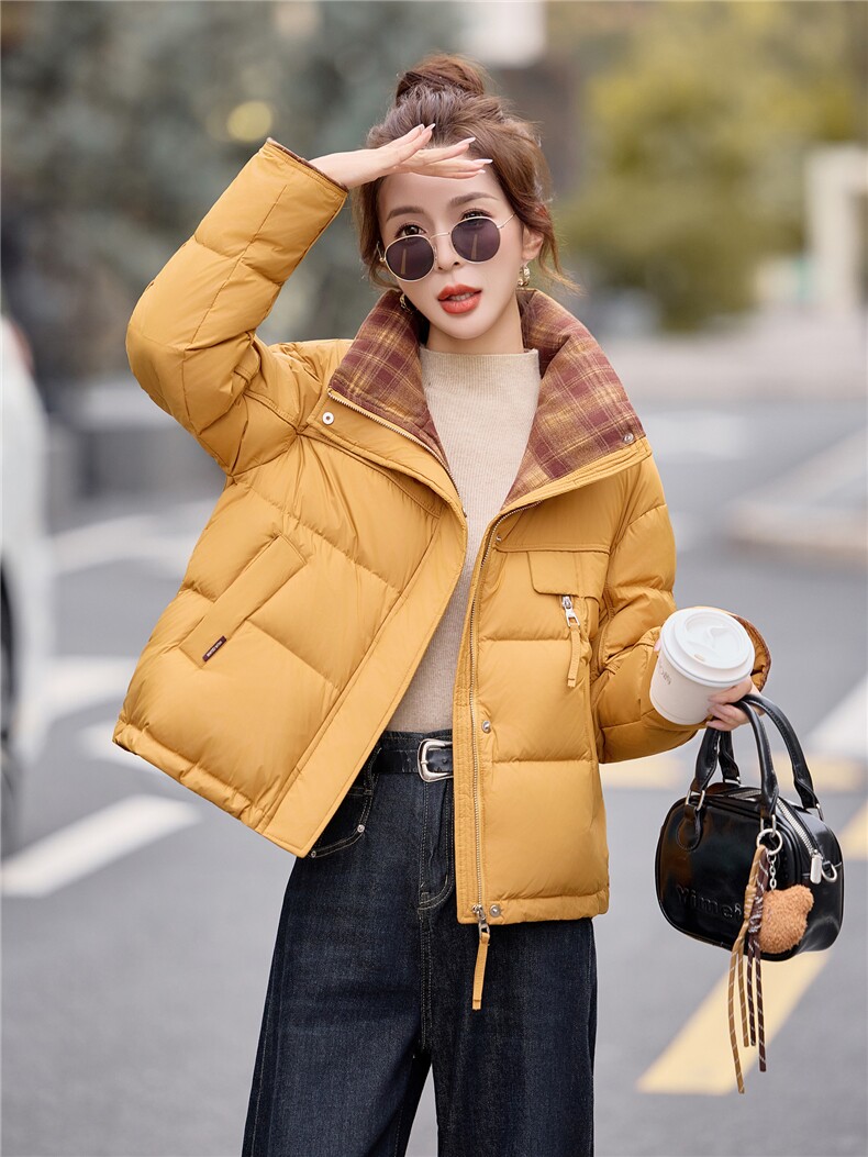 时尚立领加厚保暖白鸭绒羽绒服2025冬季新款,女装羽绒服,余墨