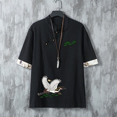 男士衬衫五分袖衬衣中袖印花立领唐装风XZ1512-241625-P35，男装衬衫，星座1512