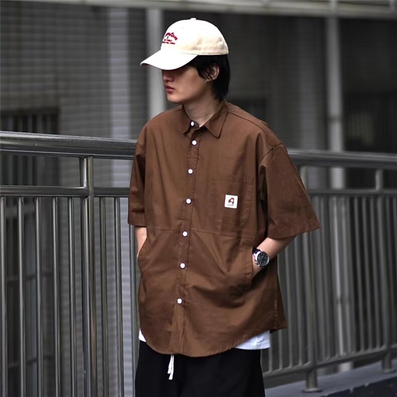 衬衫男短袖港风潮流文艺帅气2023夏季新款ins日系外套CY430-P38,男装衬衫,星座412-3