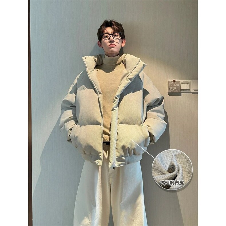 网图慎用【帆布皮】冬季立体纹理感立领棉服男百搭简约休，男装棉衣，星座307A