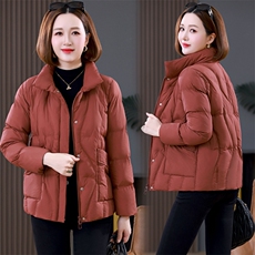 简约时尚潮流羽绒服休闲显瘦减龄冬季立领纯色女外套遮肉新款主推，女装羽绒服，木橙西子